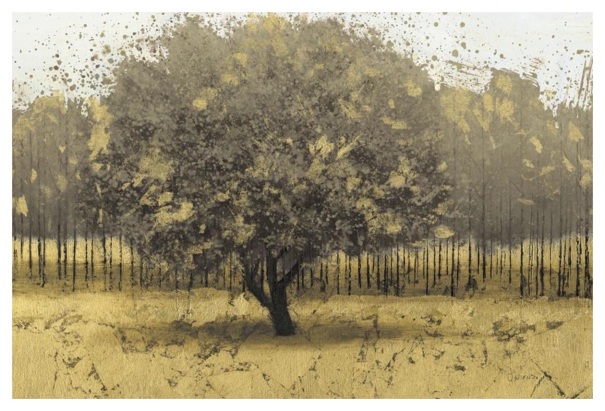 Golden Trees I Taupe -Paper Art-50"x34"