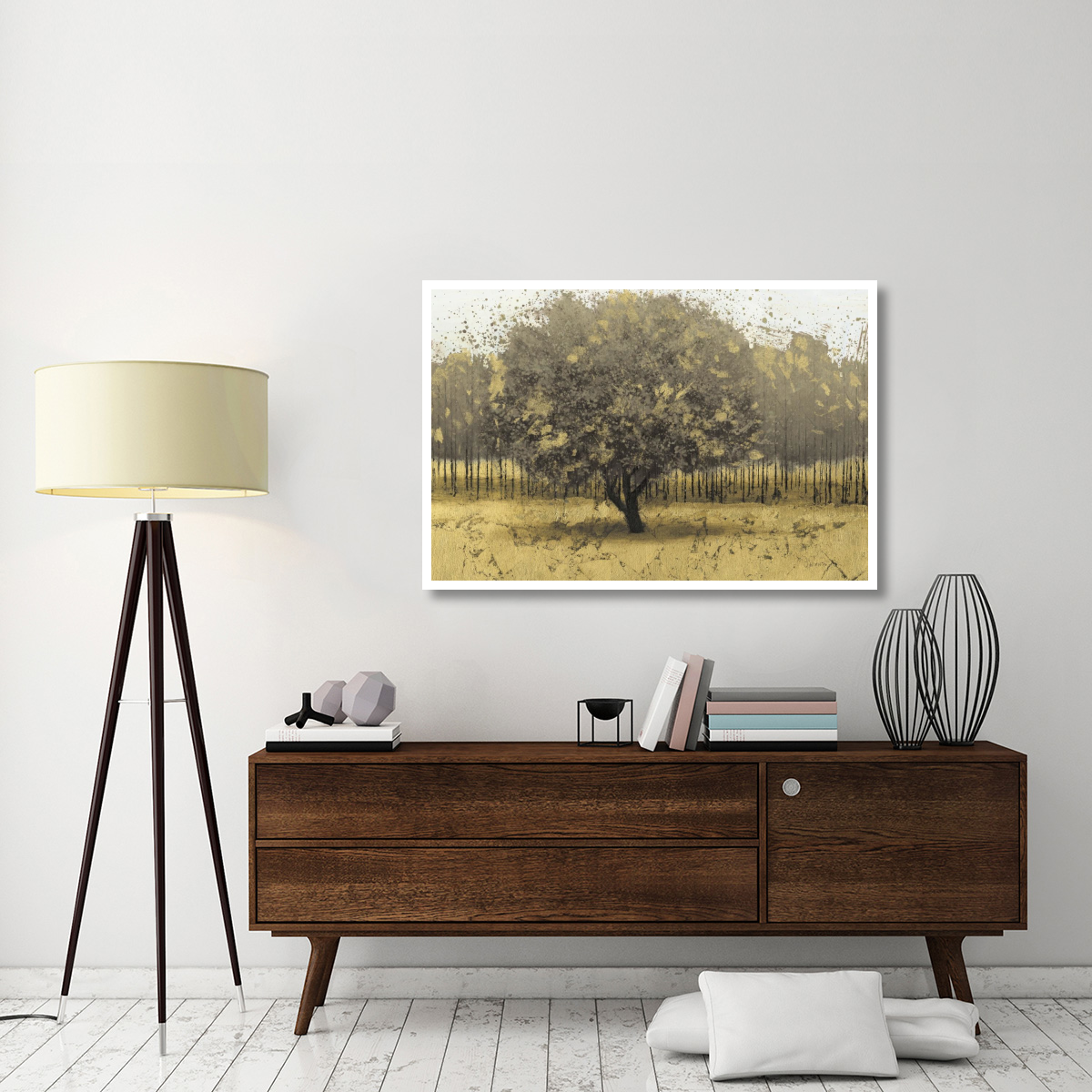 Golden Trees I Taupe -Paper Art-50&quotx34"