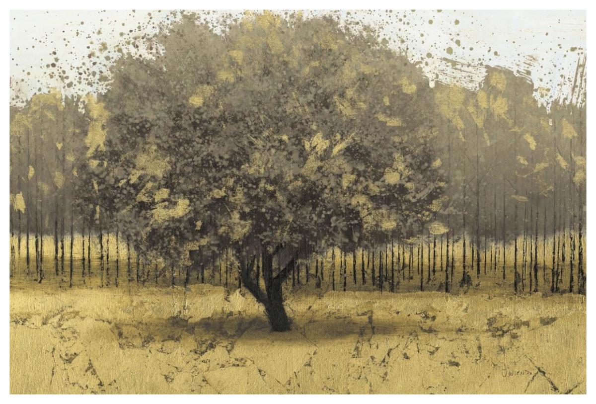 Golden Trees I Taupe -Paper Art-62"x42"