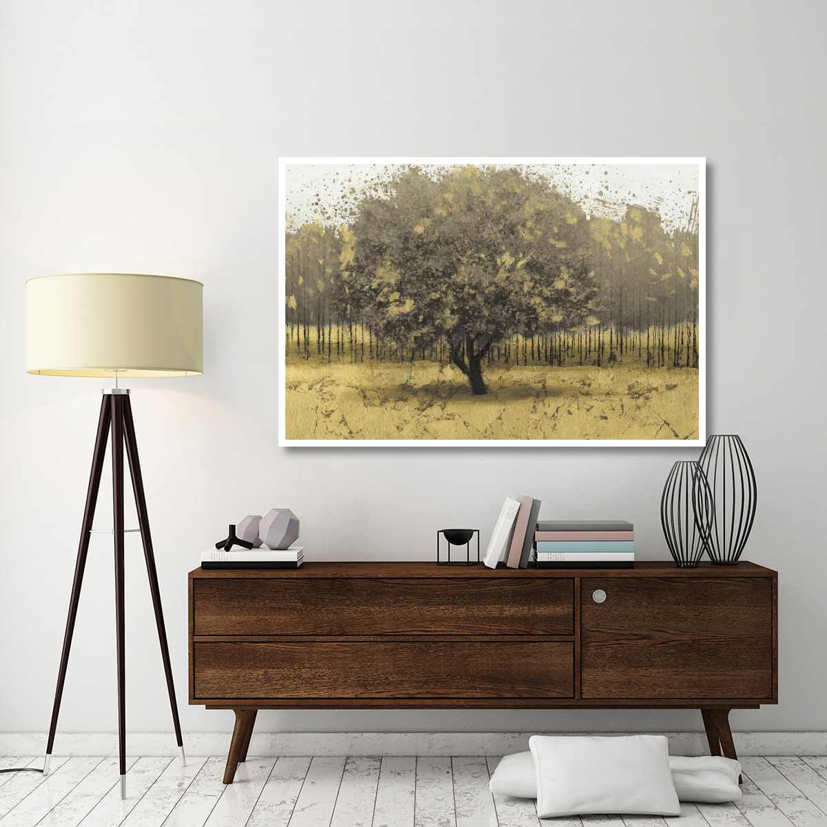 Golden Trees I Taupe -Paper Art-62&quotx42"