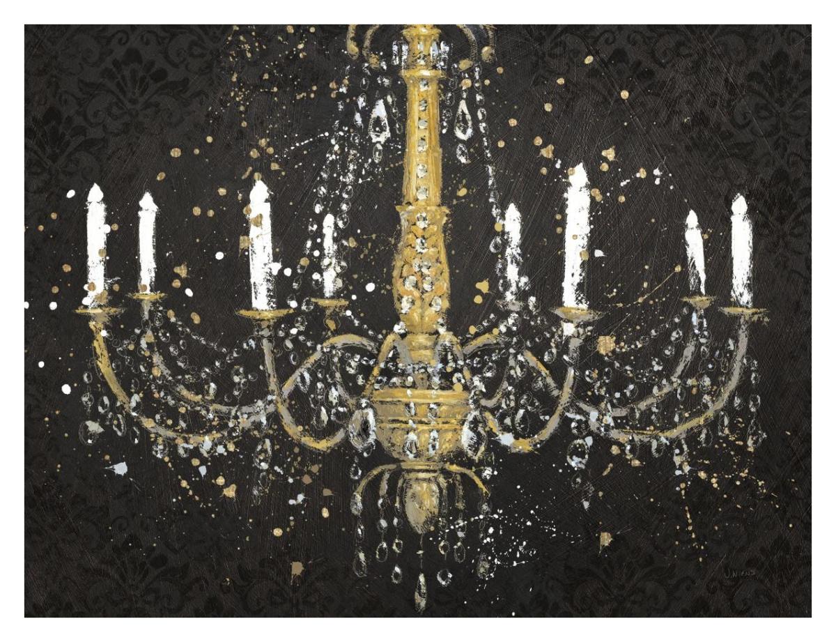 Grand Chandelier Black I v2 -Paper Art-18"x14"