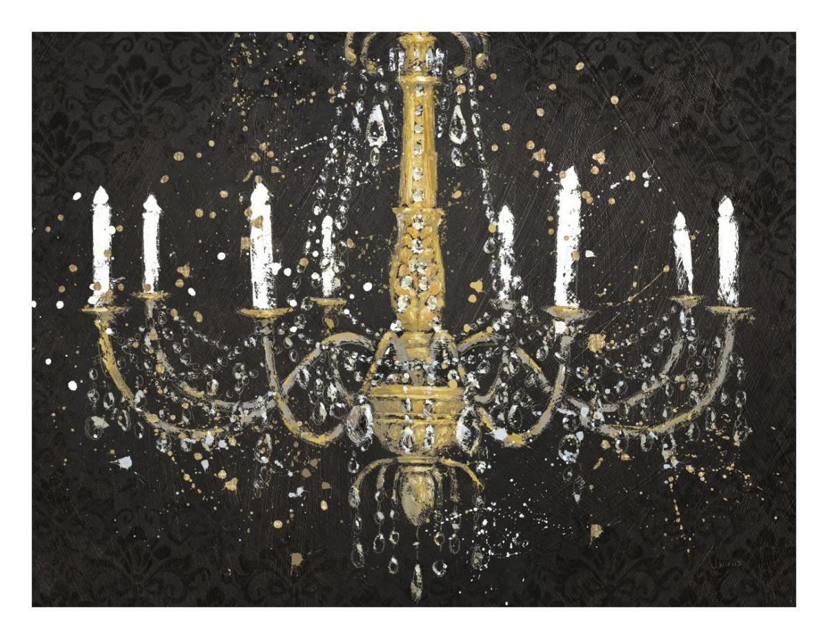 Grand Chandelier Black I v2 -Paper Art-26"x20"