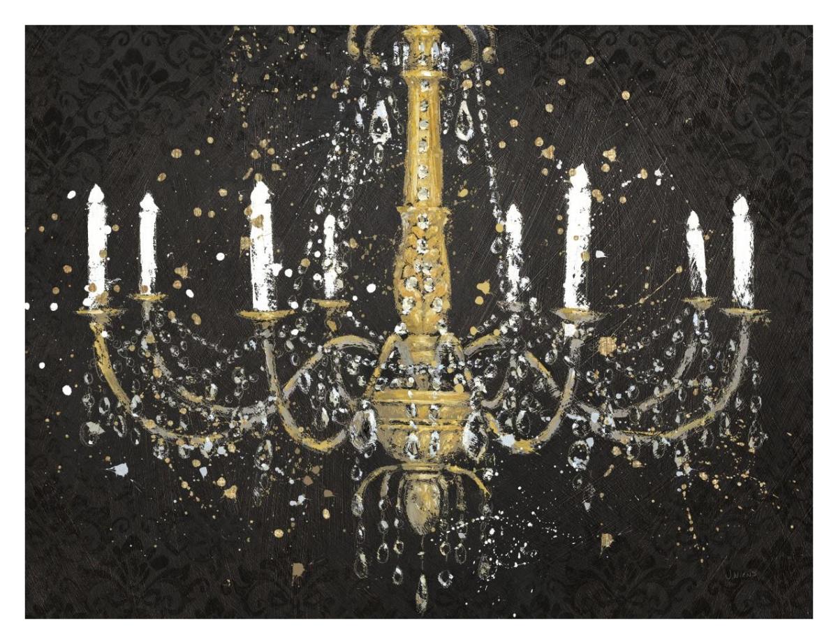 Grand Chandelier Black I v2 -Paper Art-34"x26"