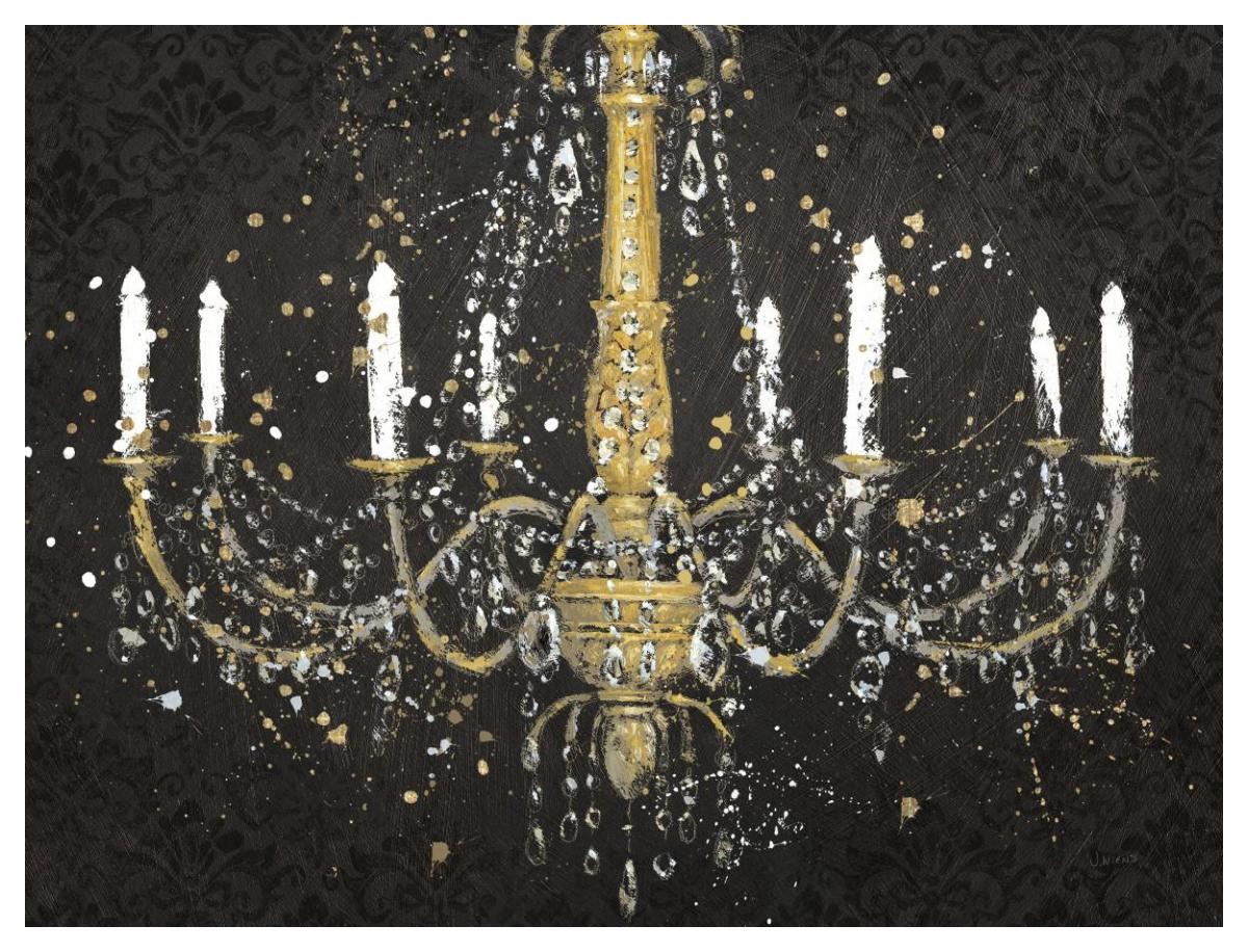 Grand Chandelier Black I v2 -Paper Art-50"x38"