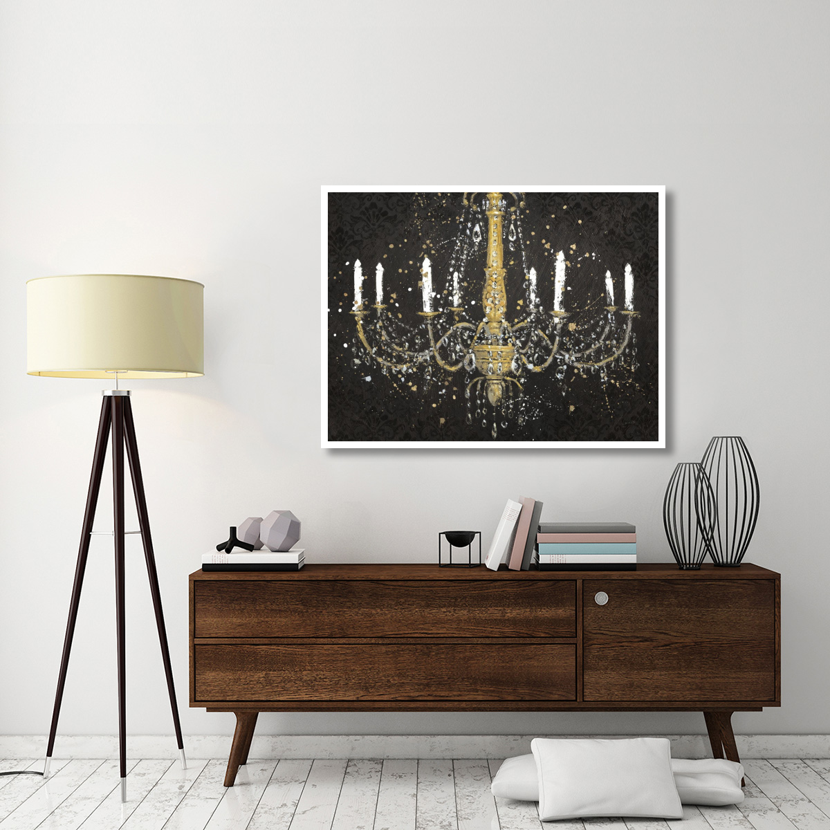 Grand Chandelier Black I v2 -Paper Art-50&quotx38"