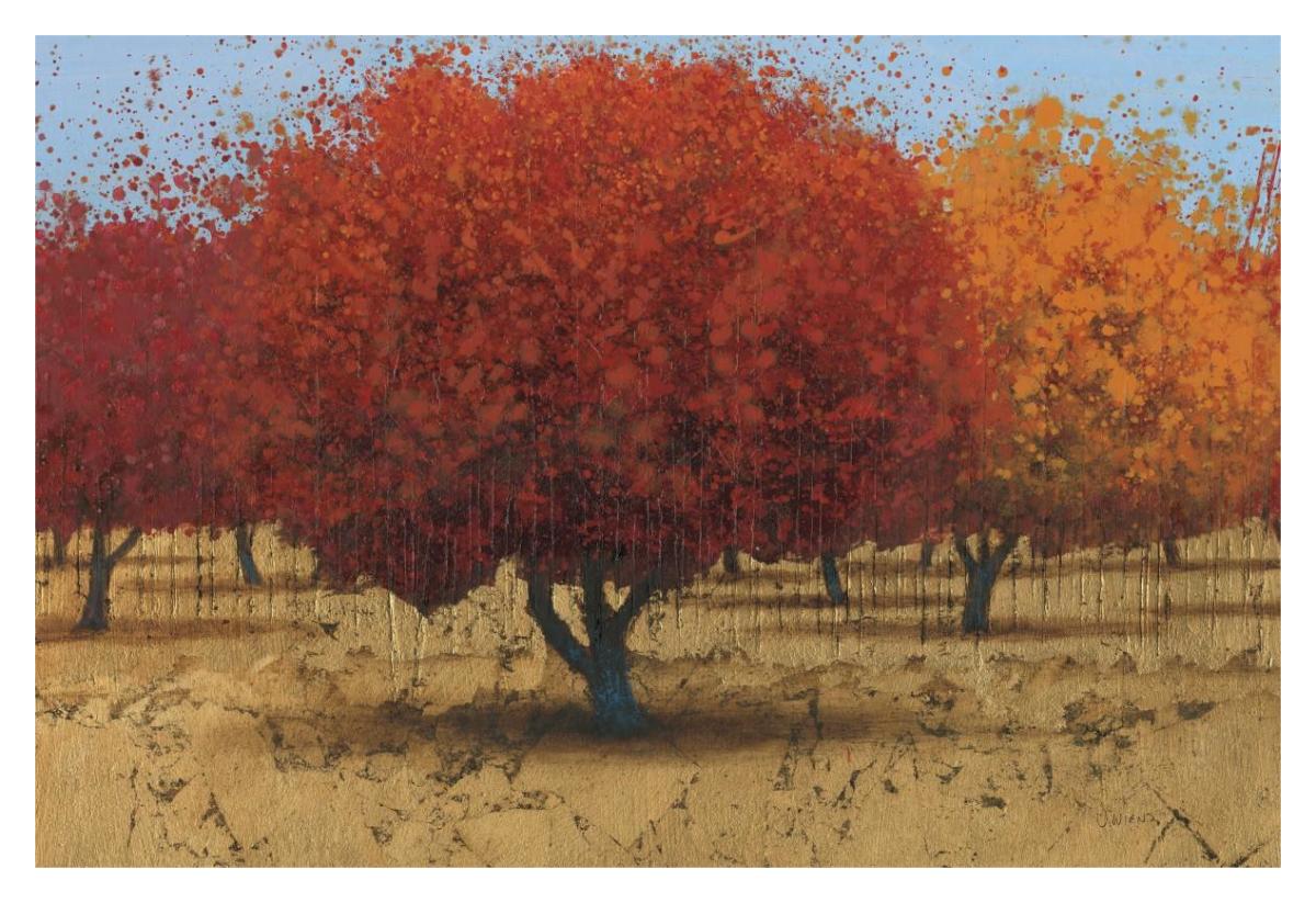 Orange Trees II -Paper Art-38"x26"
