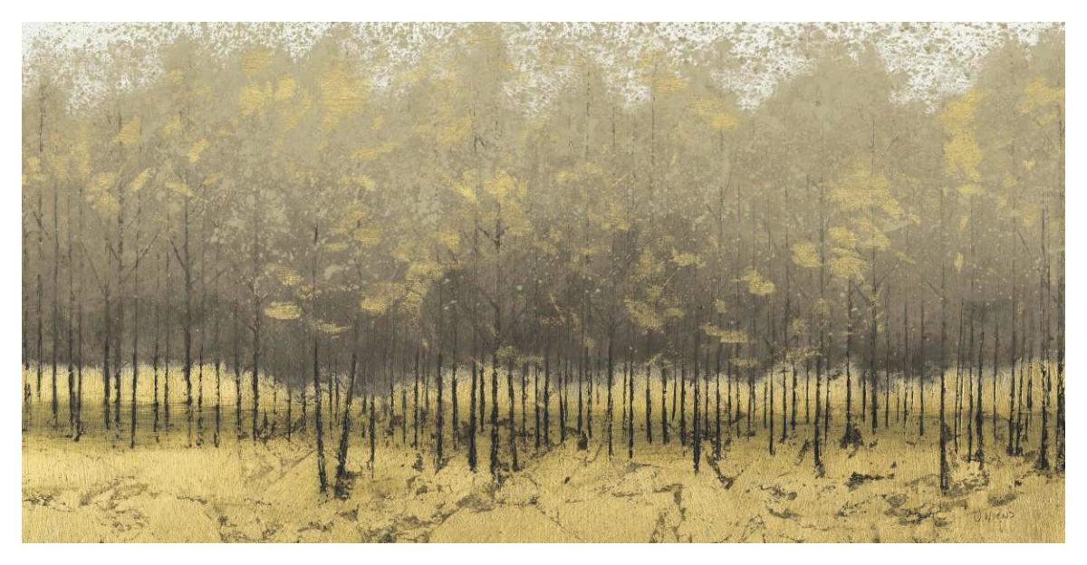 Golden Trees Taupe III -Paper Art-50"x26"