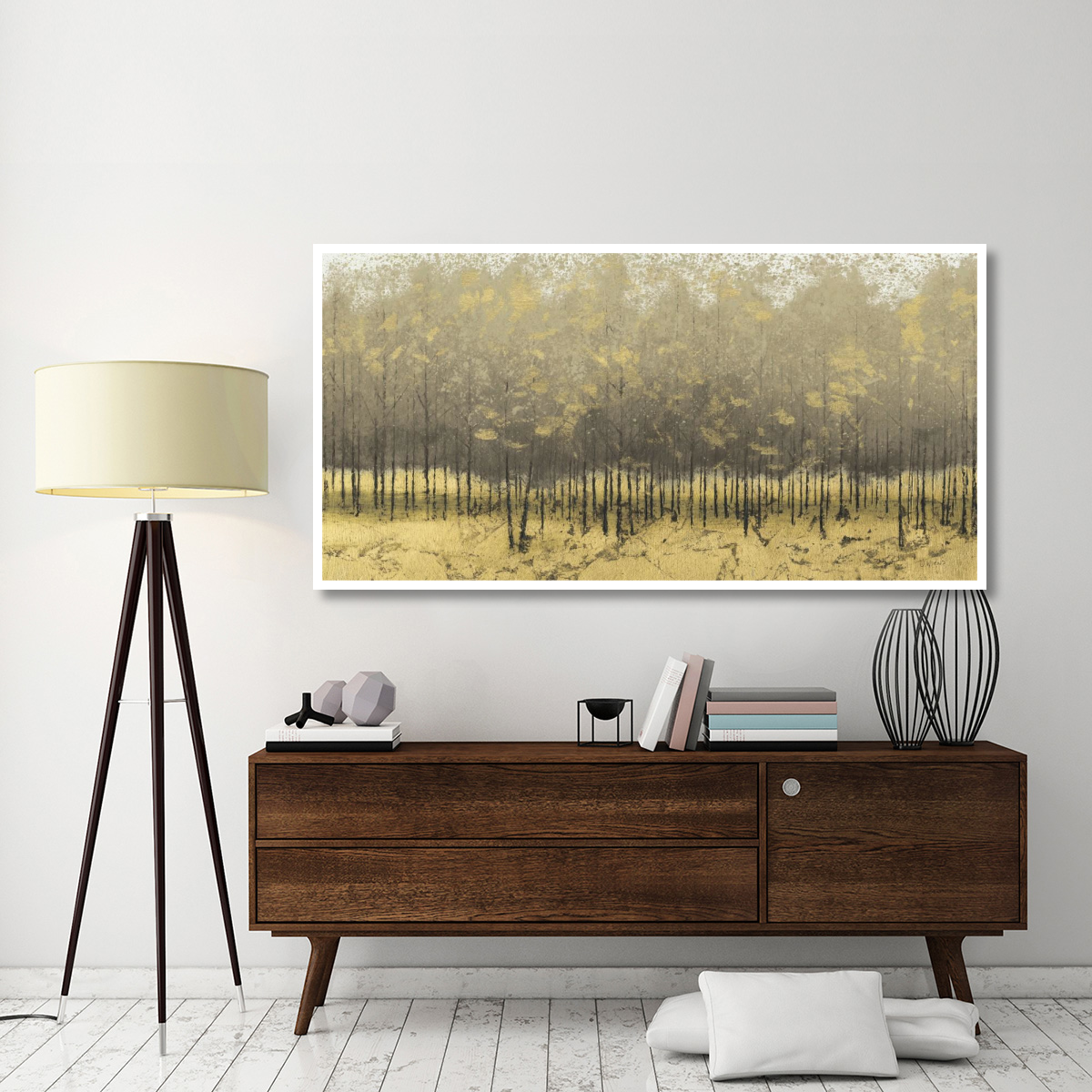 Golden Trees Taupe III -Paper Art-74&quotx38"