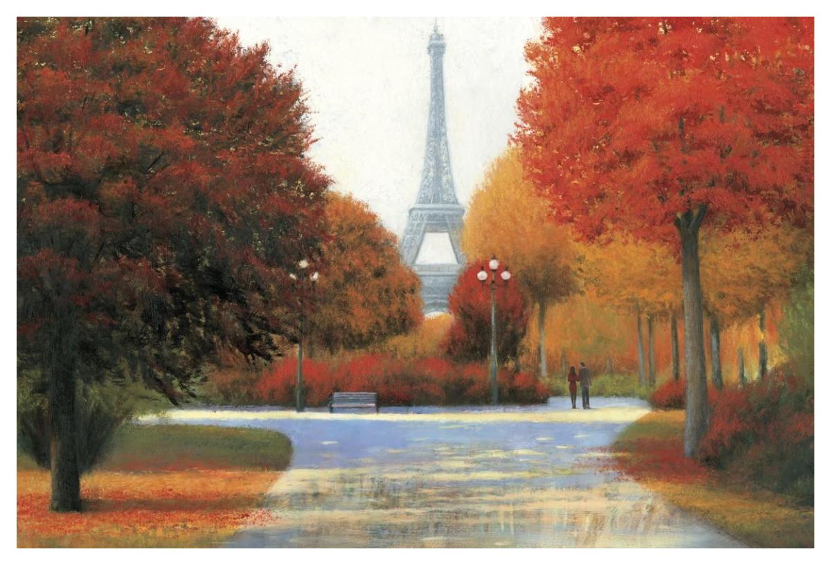 Autumn in Paris Couple -Paper Art-50"x34"