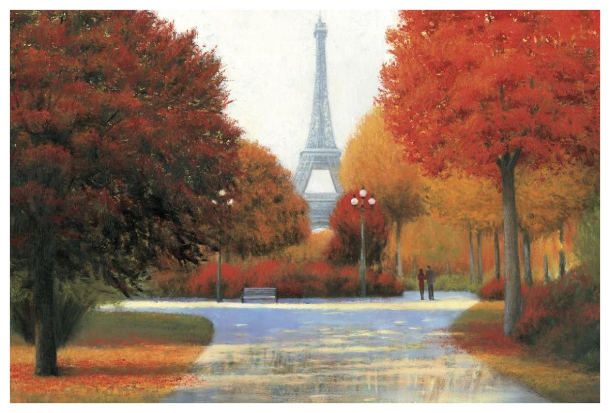 Autumn in Paris Couple -Paper Art-62"x42"