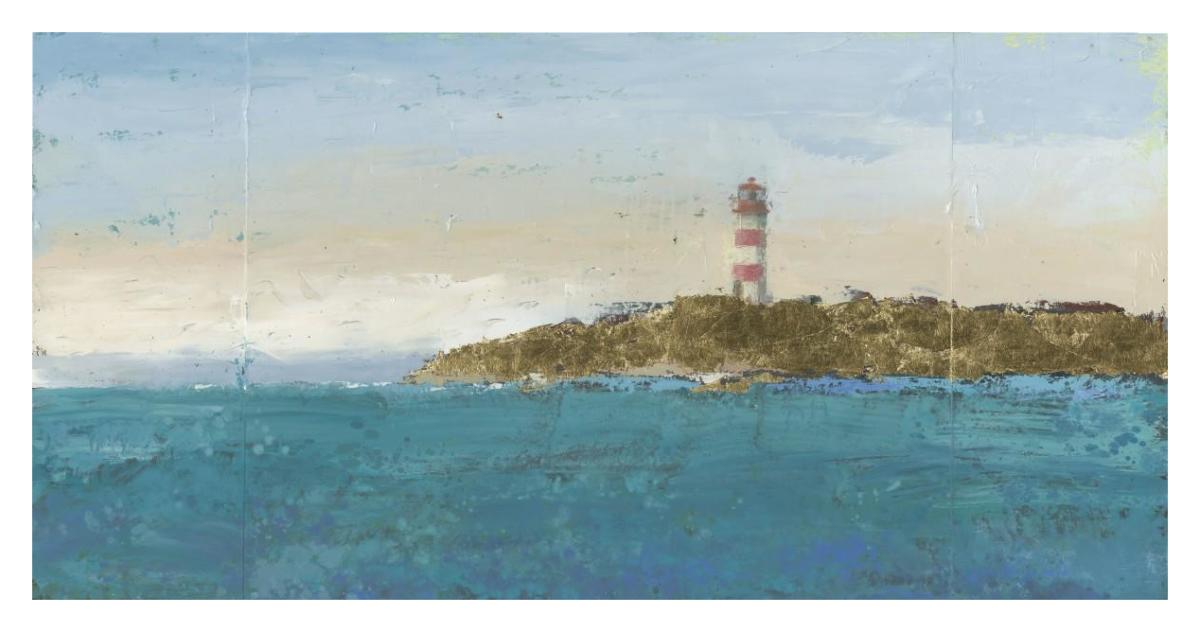 Lighthouse Seascape I -Paper Art-38"x20"