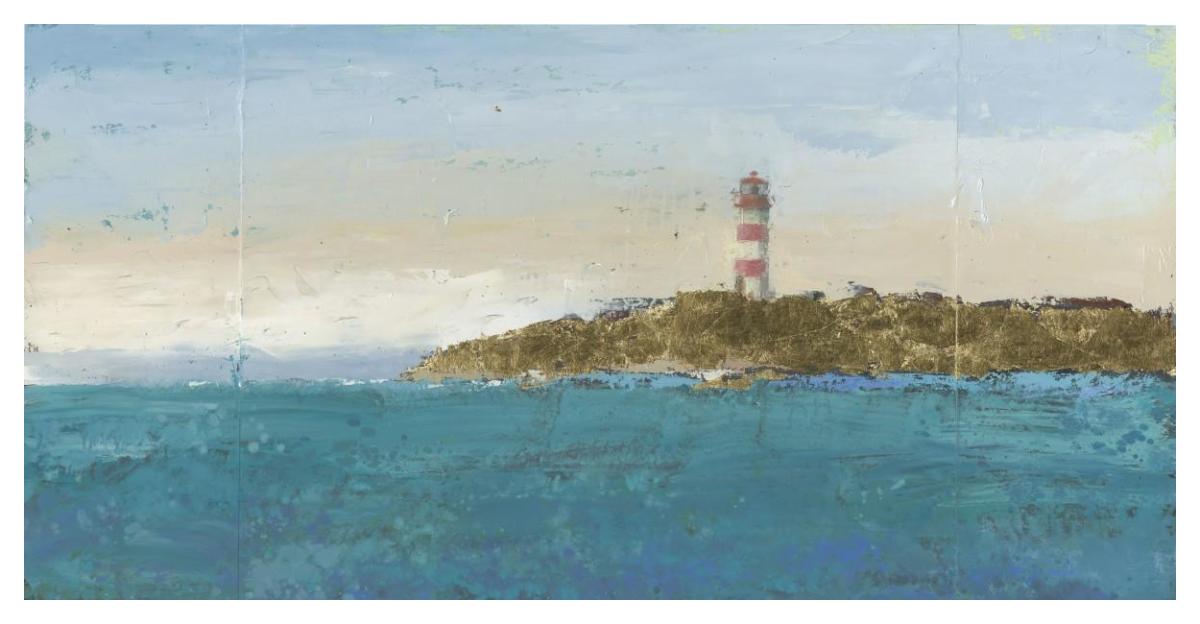 Lighthouse Seascape I -Paper Art-50"x26"