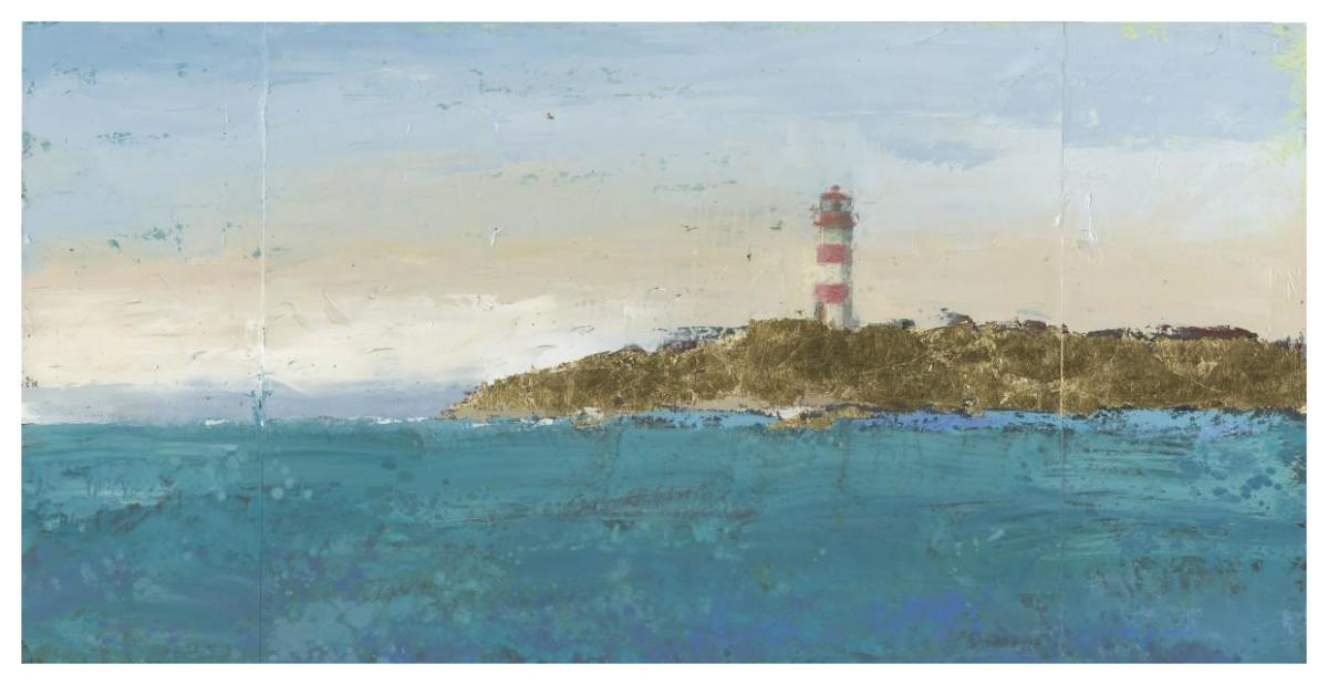 Lighthouse Seascape I -Paper Art-62"x32"