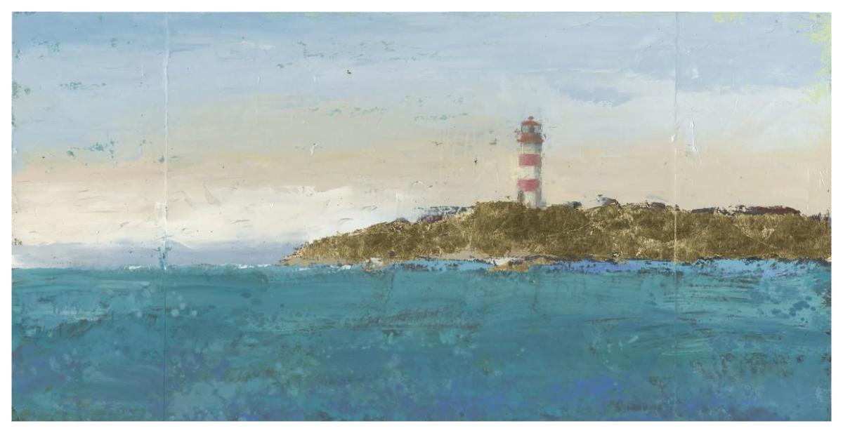 Lighthouse Seascape I -Paper Art-74"x38"