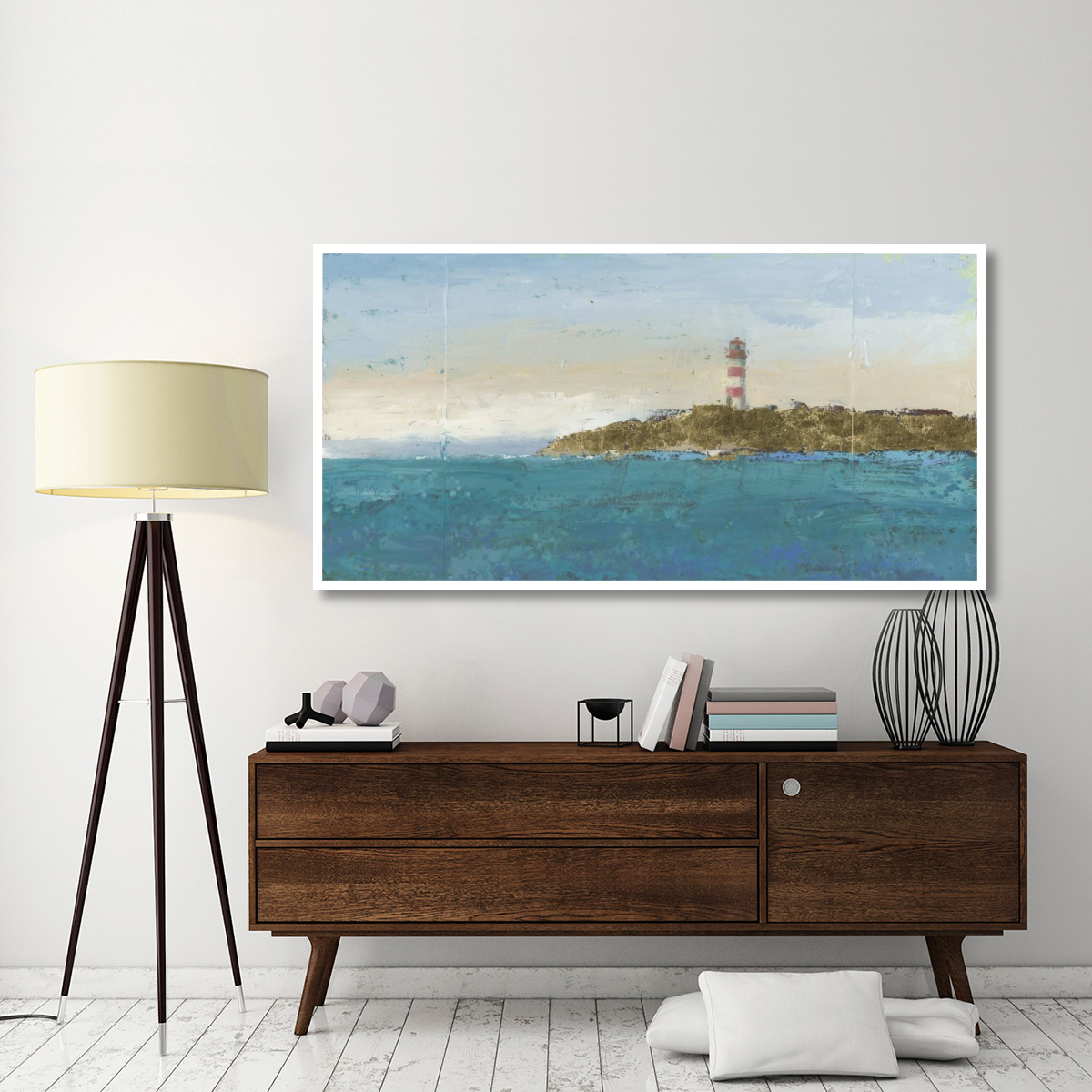 Lighthouse Seascape I -Paper Art-74&quotx38"
