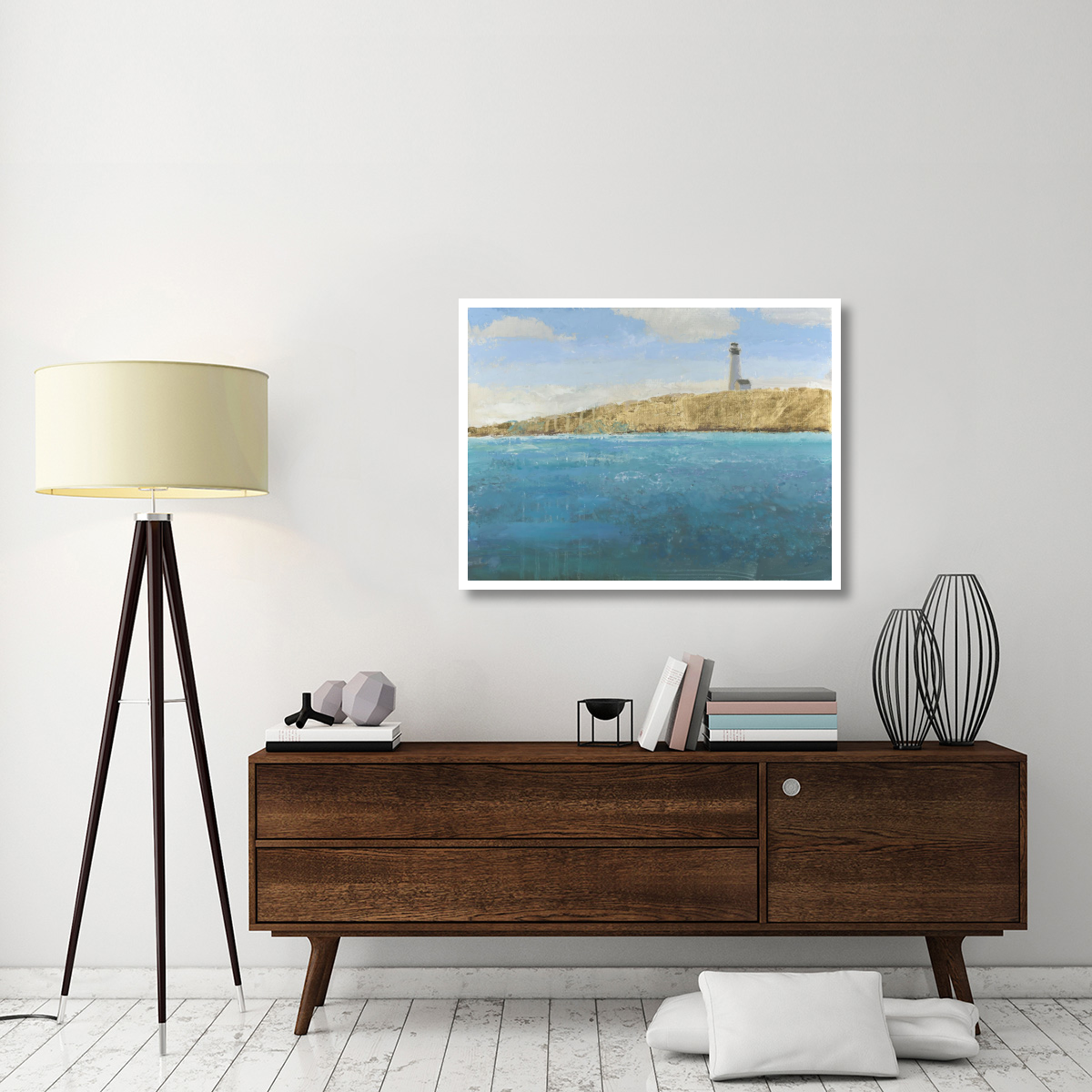 Lighthouse Seascape II -Paper Art-42&quotx32"