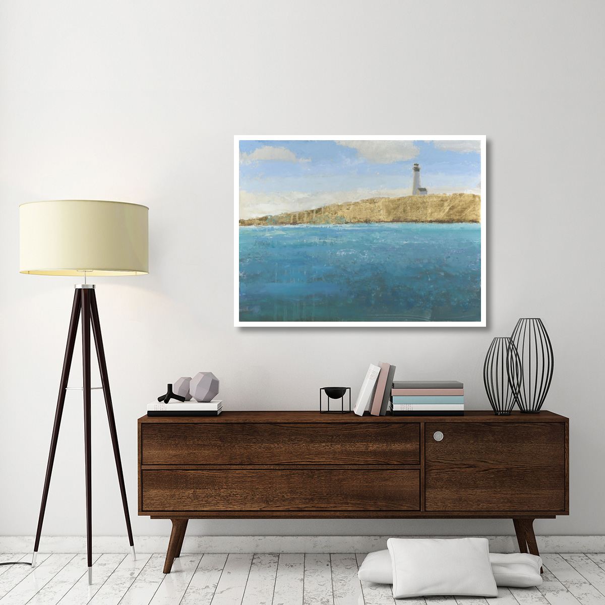 Lighthouse Seascape II -Paper Art-50&quotx38"