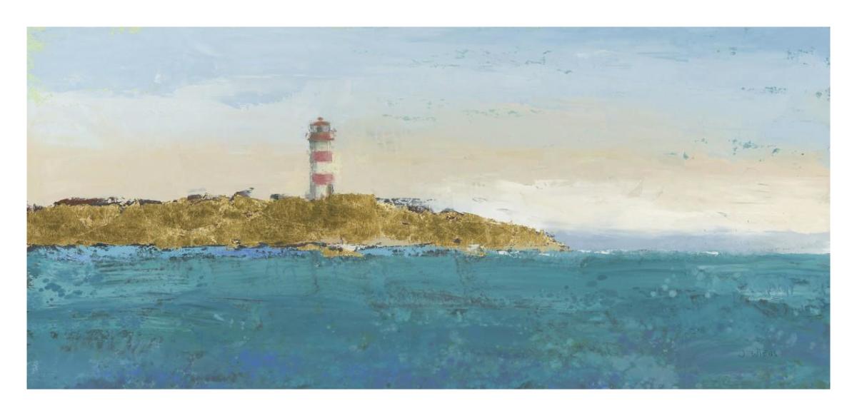 Lighthouse Seascape I v3 II -Paper Art-32"x15.5"