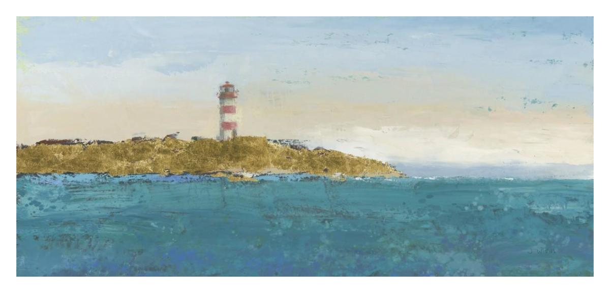 Lighthouse Seascape I v3 II -Paper Art-38"x18.2"