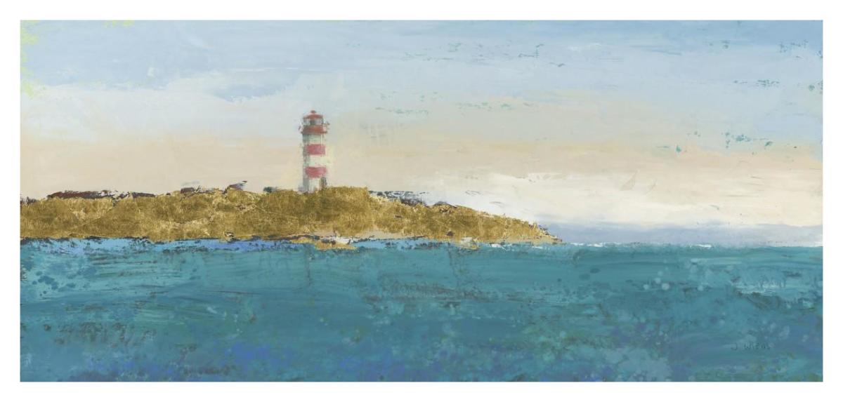 Lighthouse Seascape I v3 II -Paper Art-42"x20"