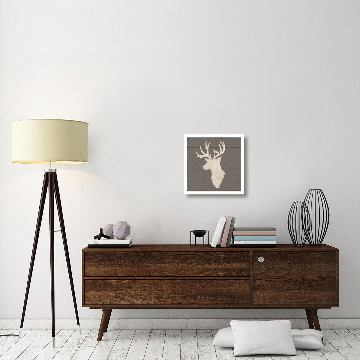 Rustic Elegance II on Gray Wood -Paper Art-20&quotx20"