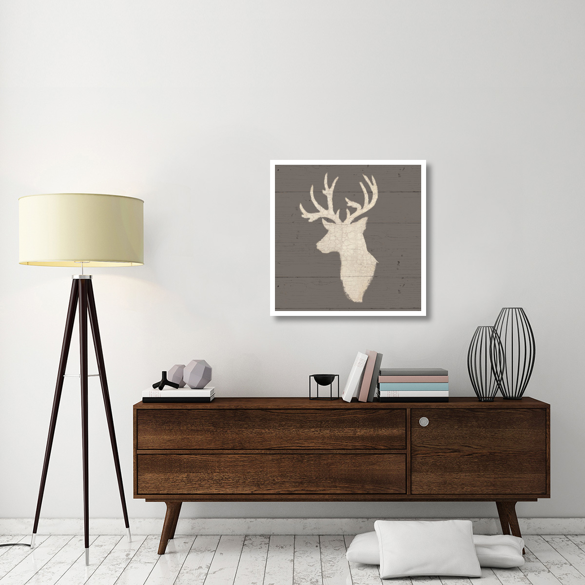 Rustic Elegance II on Gray Wood -Paper Art-32&quotx32"