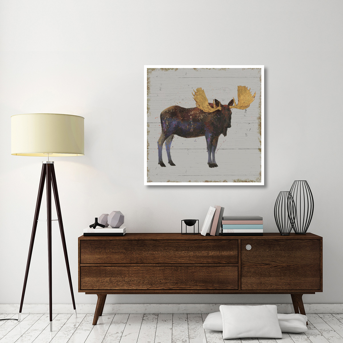 Golden Nature I on Wood -Paper Art-42&quotx42"