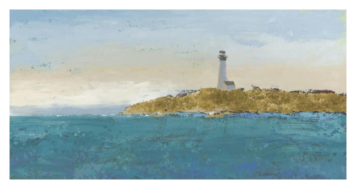 Lighthouse Seascape I v.2 -Paper Art-38"x20"