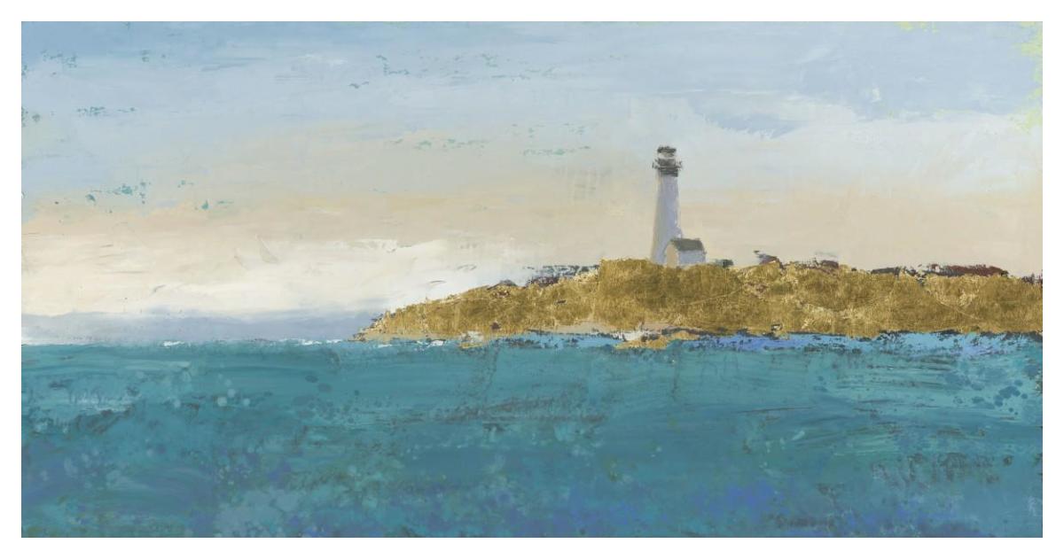 Lighthouse Seascape I v.2 -Paper Art-50"x26"