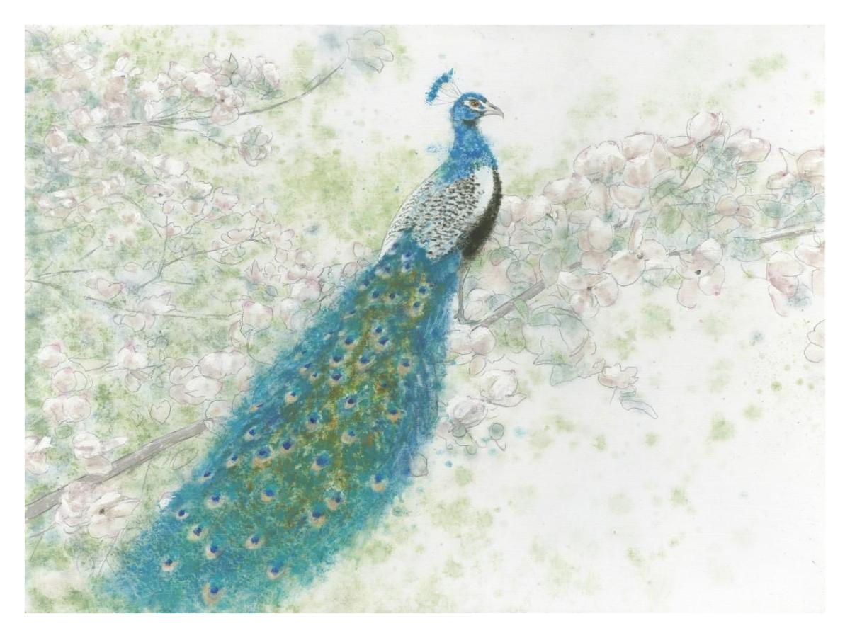 Spring Peacock I -Paper Art-18"x14"