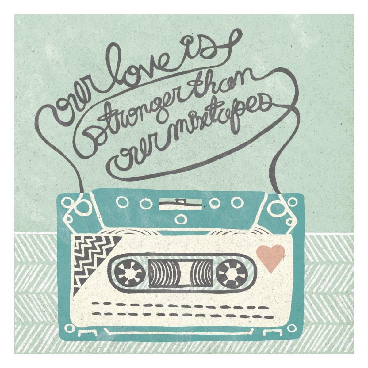 Retro Cassette Gray -Paper Art-26"x26"