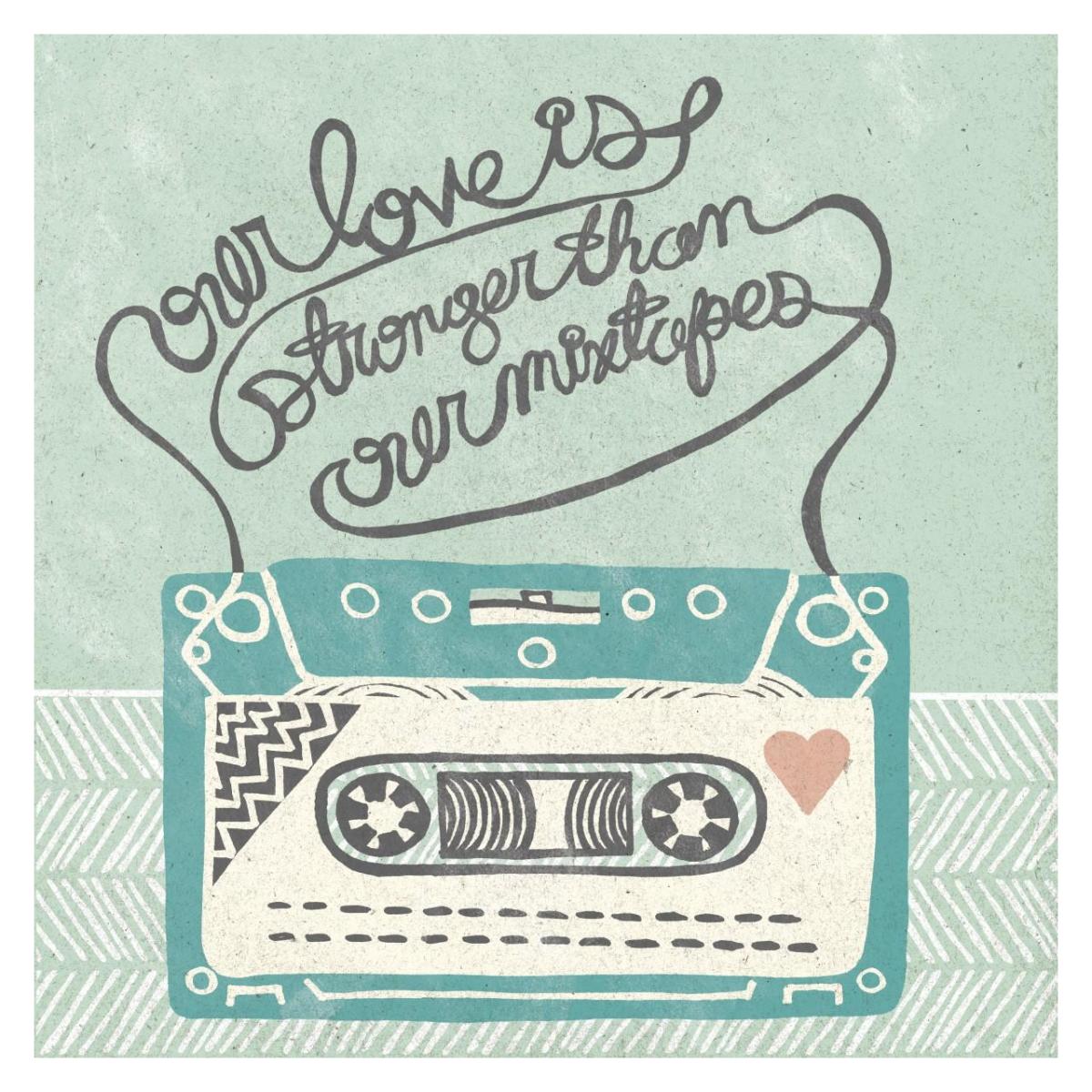 Retro Cassette Gray -Paper Art-32"x32"