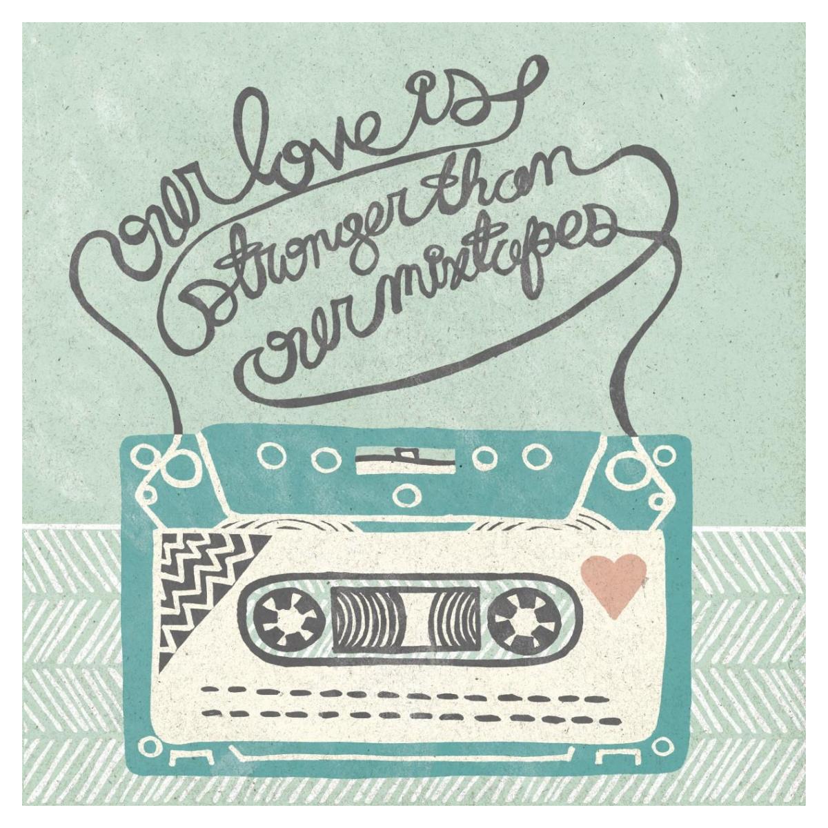Retro Cassette Gray -Paper Art-38"x38"