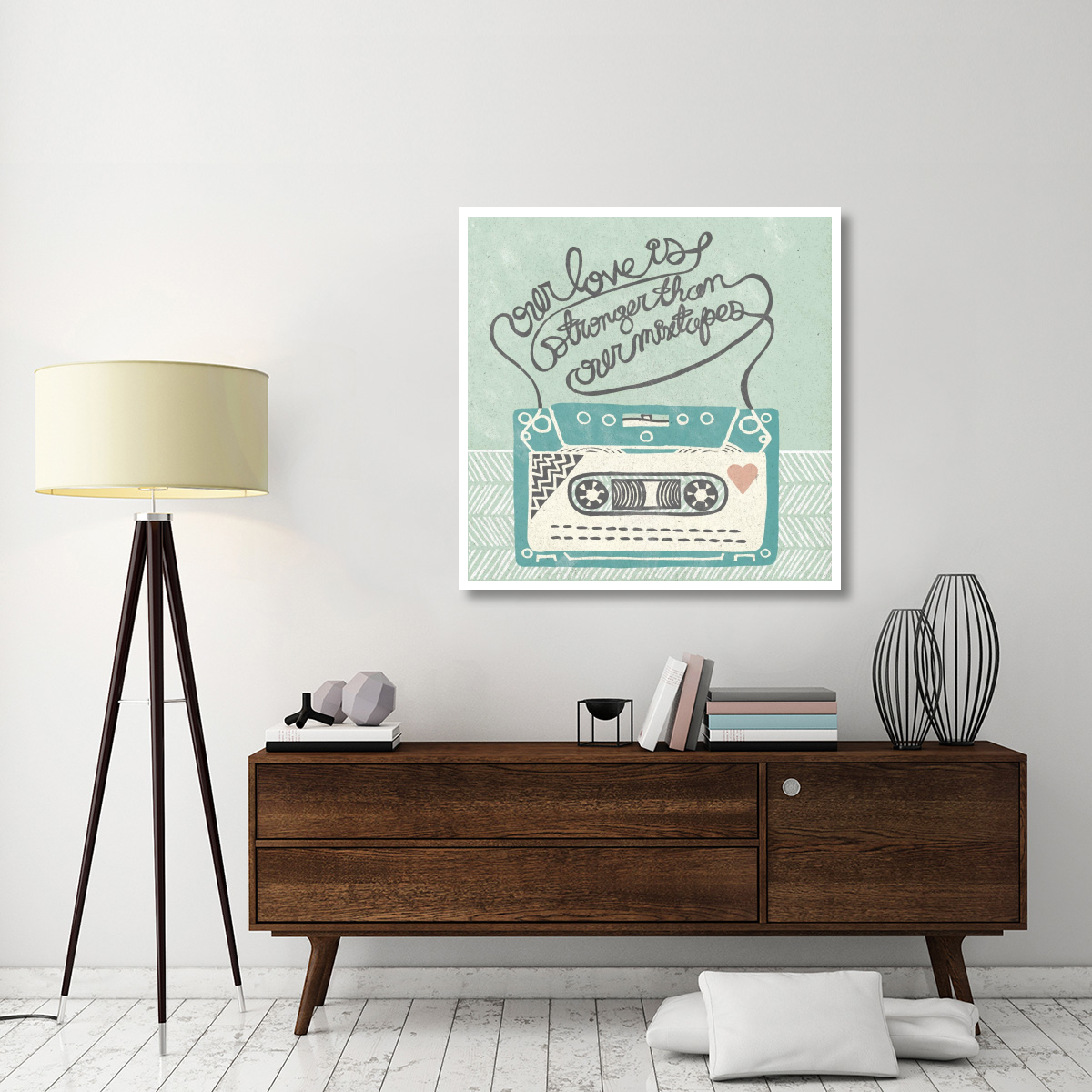 Retro Cassette Gray -Paper Art-42&quotx42"