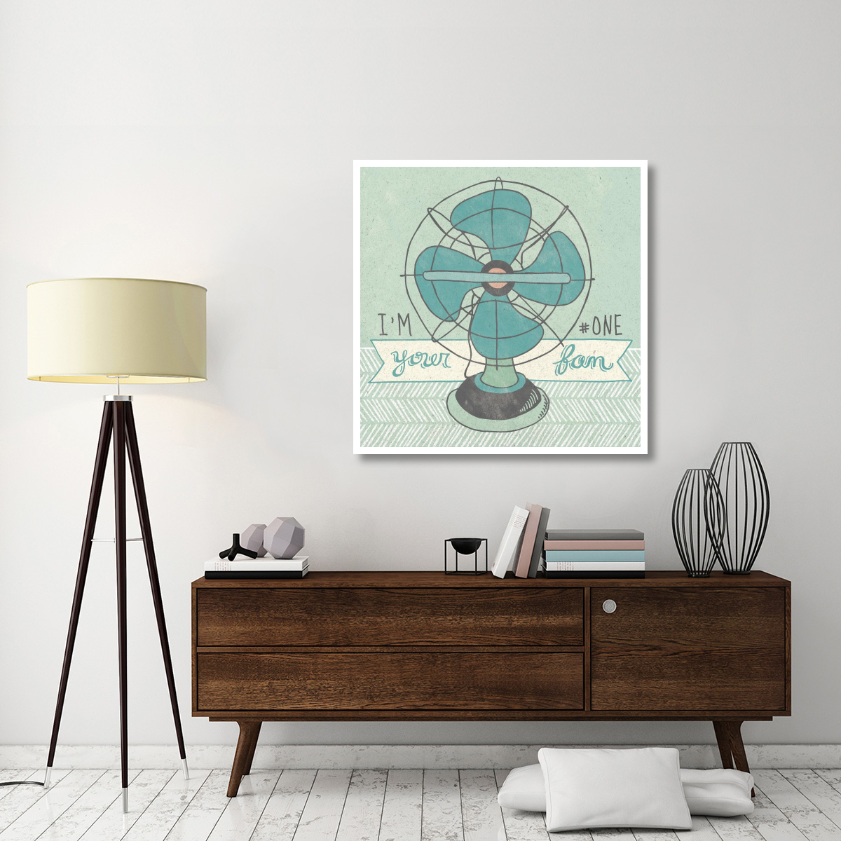 Retro Fan Gray -Paper Art-42&quotx42"