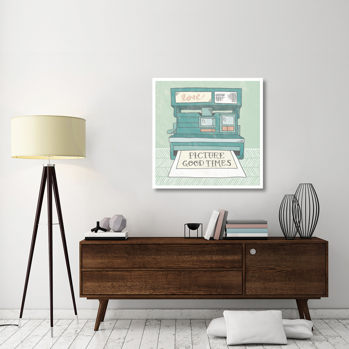 Retro Polaroid Gray -Paper Art-38&quotx38"