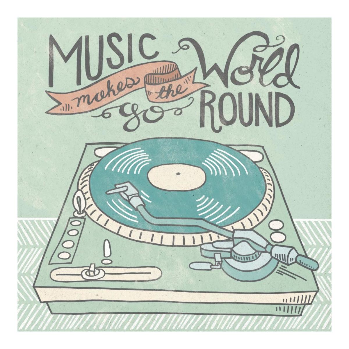 Retro Record Player Gray -Paper Art-20"x20"