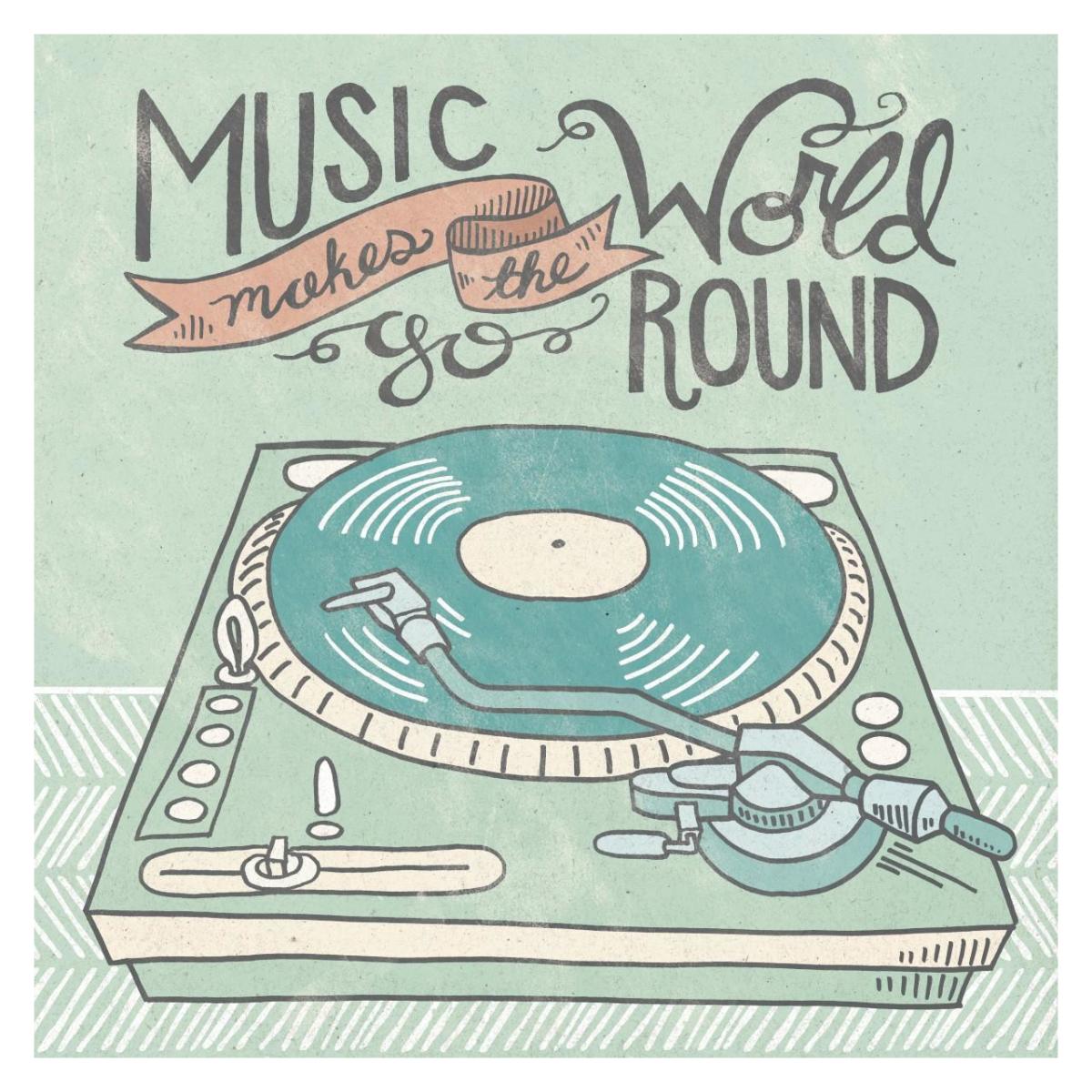 Retro Record Player Gray -Paper Art-32"x32"