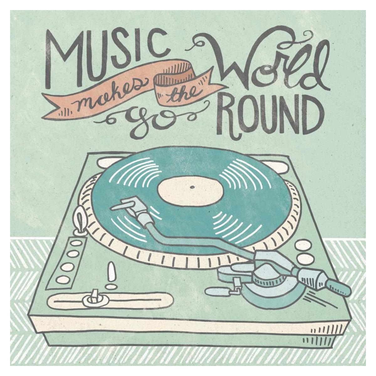 Retro Record Player Gray -Paper Art-38"x38"