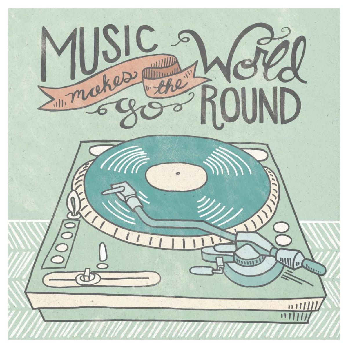 Retro Record Player Gray -Paper Art-42"x42"