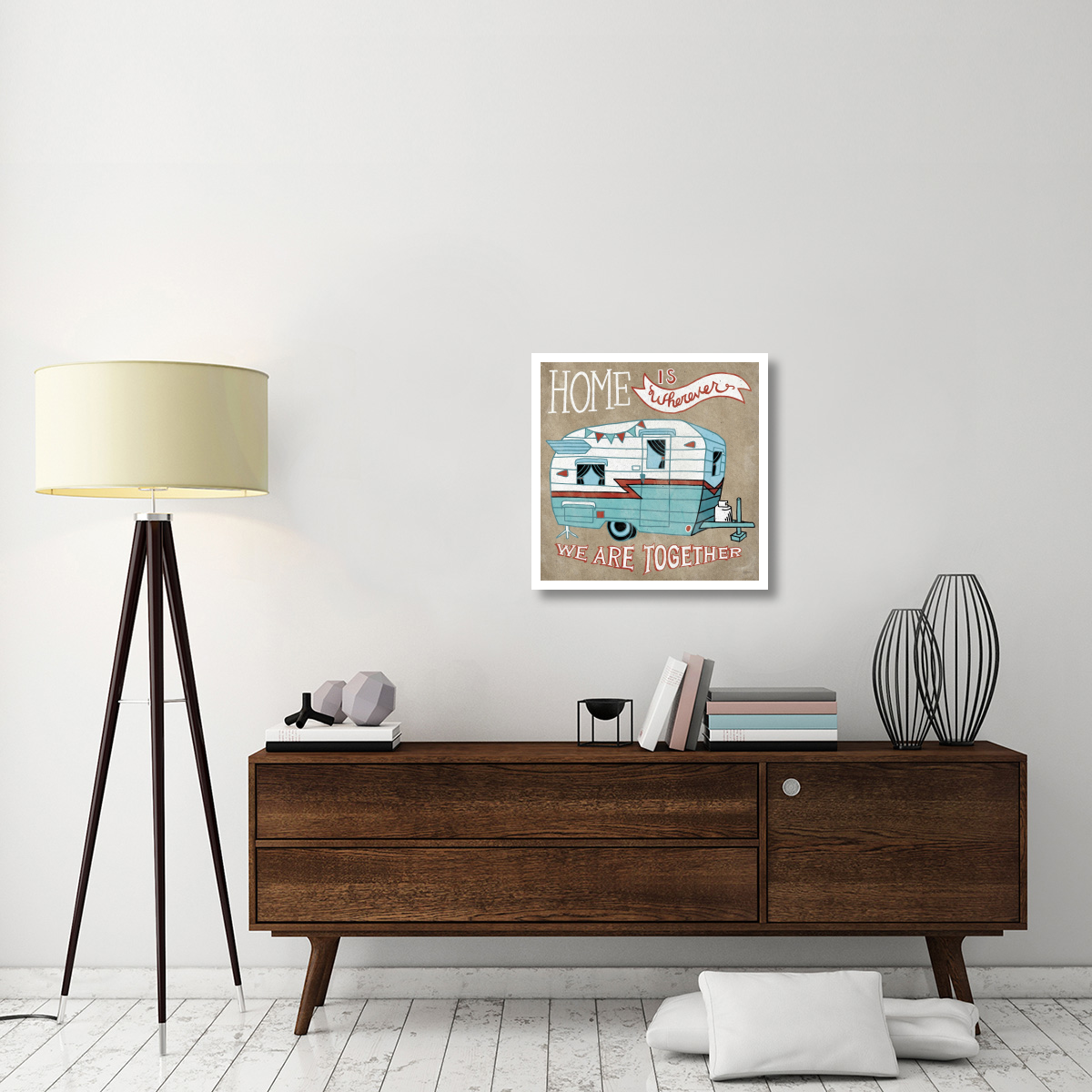 Adventure Love Camper Taupe -Paper Art-26&quotx26"