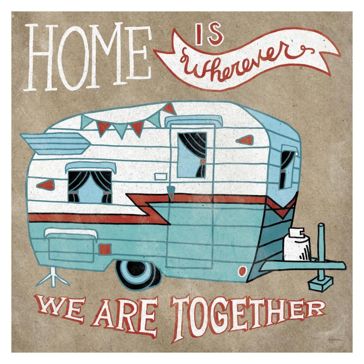 Adventure Love Camper Taupe -Paper Art-32"x32"