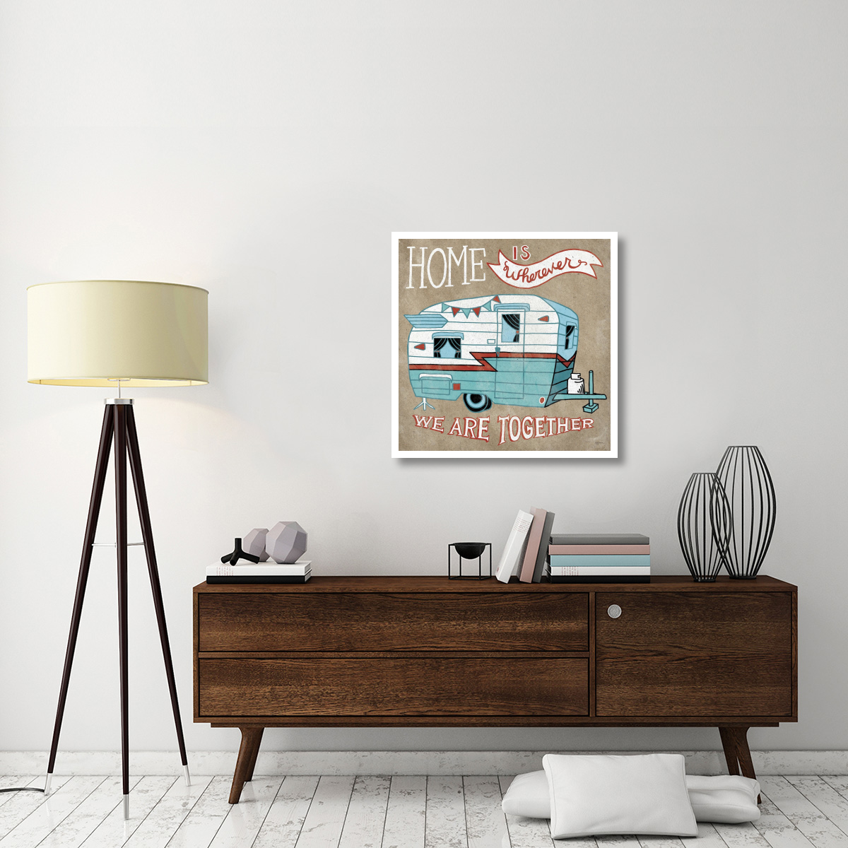 Adventure Love Camper Taupe -Paper Art-32&quotx32"