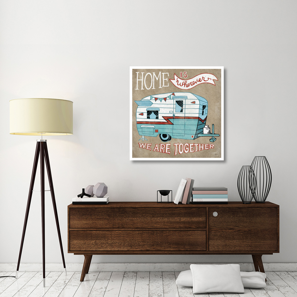 Adventure Love Camper Taupe -Paper Art-38&quotx38"