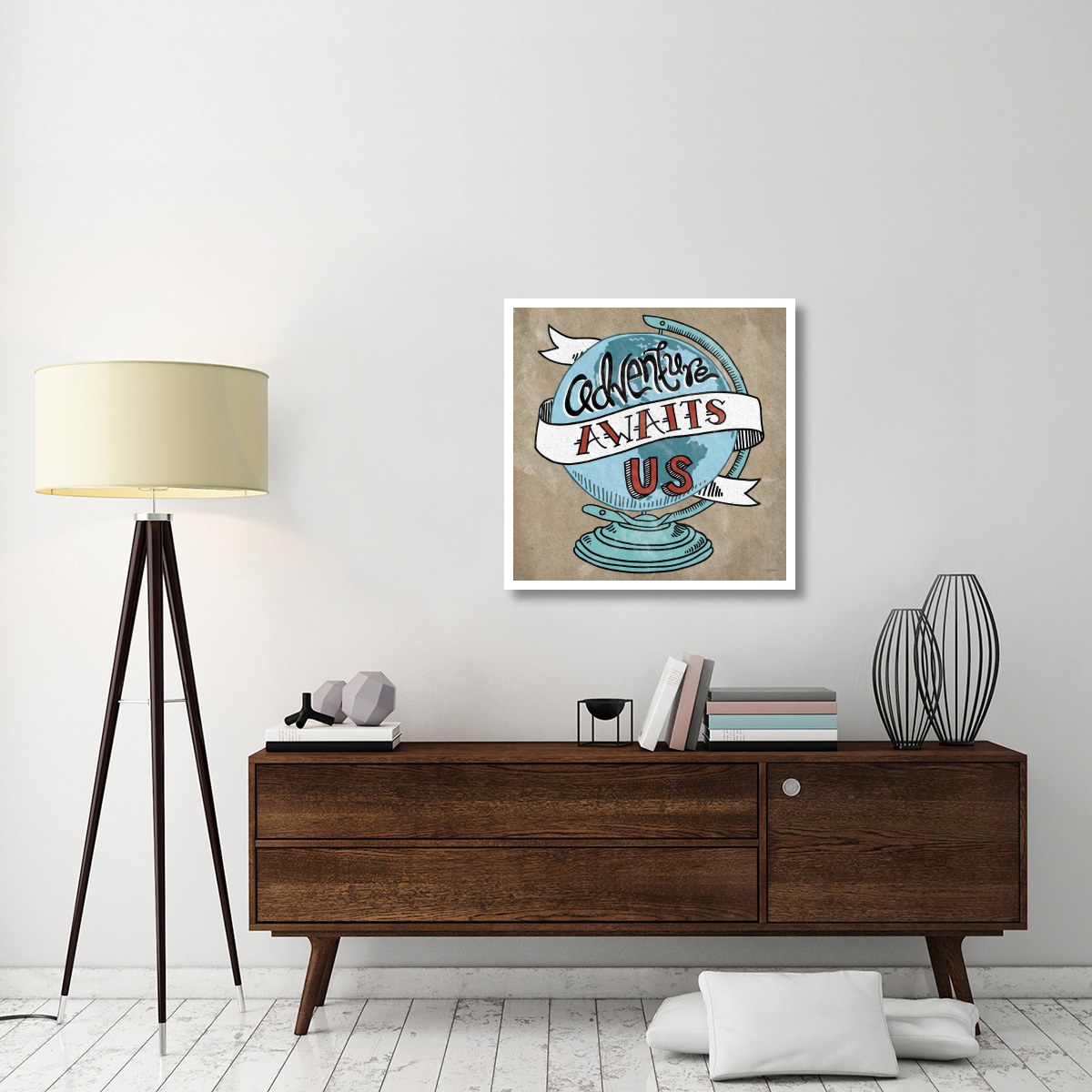 Adventure Love Globe Taupe -Paper Art-32&quotx32"