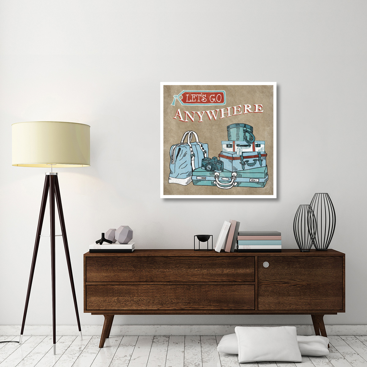 Adventure Love Suitcase Taupe -Paper Art-38&quotx38"