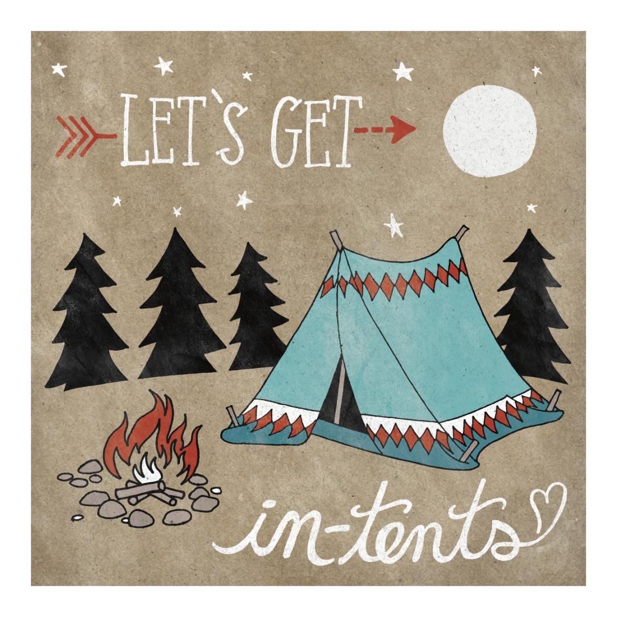 Adventure Love Tent Taupe -Paper Art-20"x20"