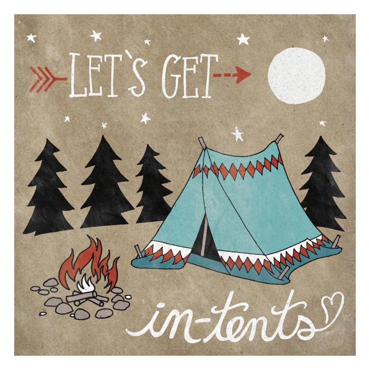 Adventure Love Tent Taupe -Paper Art-26"x26"