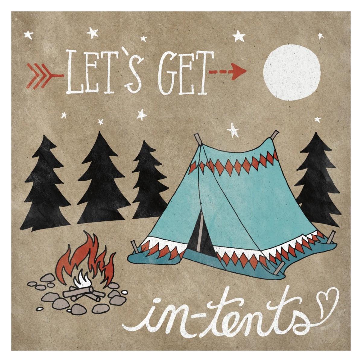 Adventure Love Tent Taupe -Paper Art-32"x32"