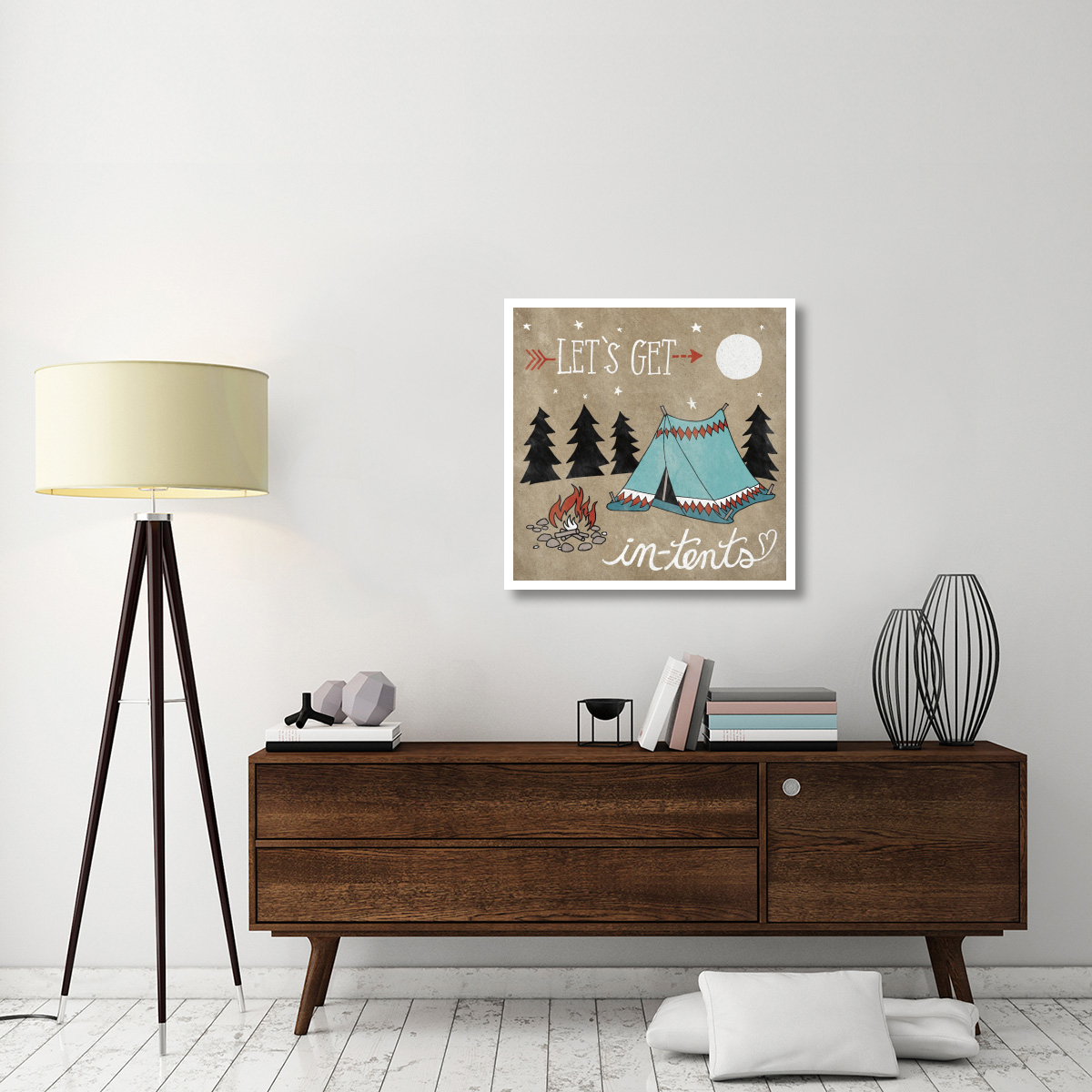 Adventure Love Tent Taupe -Paper Art-32&quotx32"